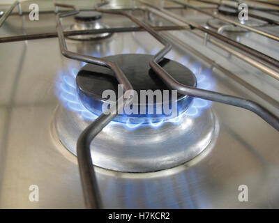 Cooking with gas, natural gas on a gas stove Stock Photo