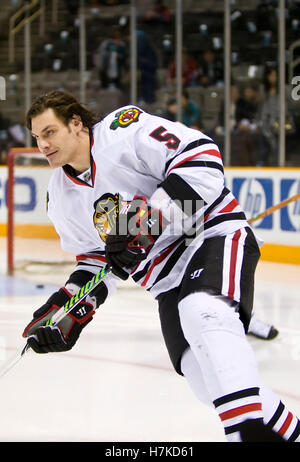 January 28, 2010; San Jose, CA, USA; Chicago Blackhawks defenseman Brent Sopel (5) before the game against the San Jose Sharks at HP Pavilion. Chicago defeated San Jose 4-3 in overtime. Stock Photo