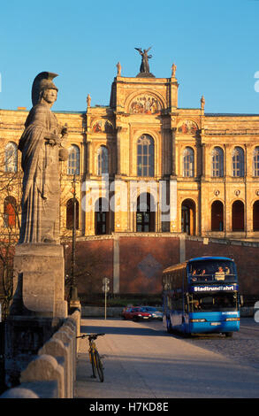 Bus in front of the Maximilianeum building, city tour, Bavarian state parliament, Bavarian government, state government, Munich