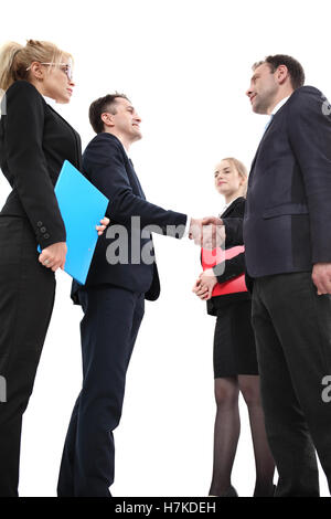 Business people shaking hands, isolated on white background Stock Photo