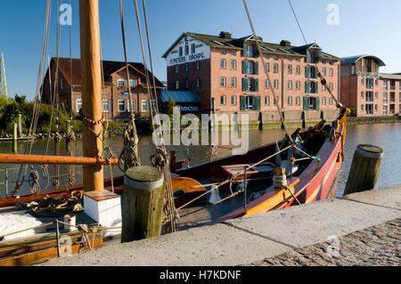 Inland harbour, Husum, North Friesland, Schleswig-Holstein Stock Photo