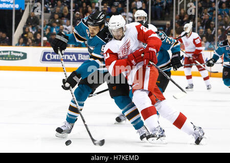 Detroit Red Wings left wing Tyler Bertuzzi reacts after scoring a goal ...