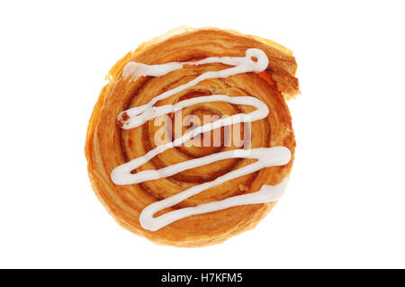 Cinnamon swirl Danish pastry isolated against white Stock Photo