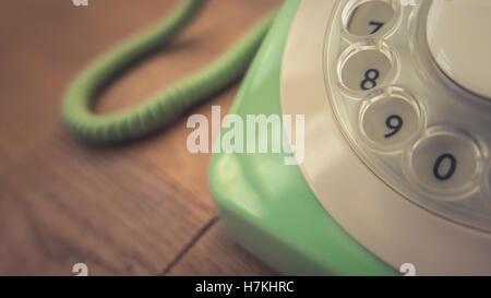 A Pastel Green Vintage Rotary Telephone Stock Photo