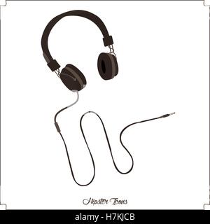 Isolated hipster headphones icon on a white background, Vector illustration Stock Vector