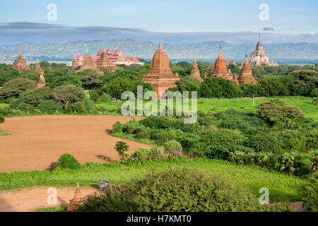 Countless pagodas of ancient city of Bagan in Burma Stock Photo