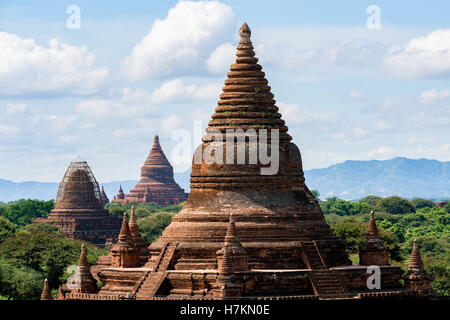 Countless pagodas of ancient city of Bagan in Burma Stock Photo