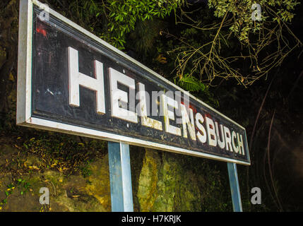 Helensburgh, Australia - 4th November 2016: Helensburgh tunnel near the old Helensburgh train station. This tunnel built between 1884 and 1886 is said to be haunted by the coal miner Robert Hales who passed away on the 13th of June 1895 after being struck by a passing steam train. Some say his ghost can be seen running from the darkness as trying to flee potential trains. - Helensburgh, New South Wales, Australia Stock Photo