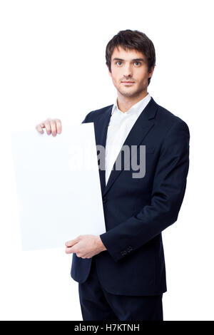 Businessman holding blank Stock Photo