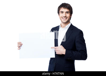 Businessman holding blank Stock Photo