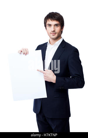 Businessman holding blank Stock Photo