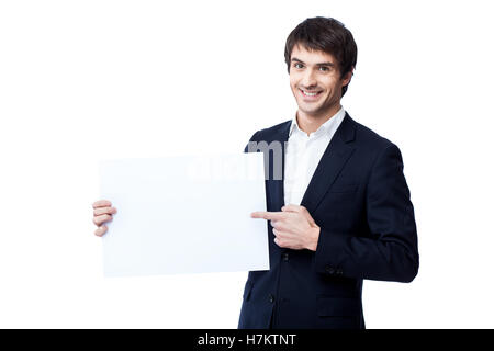 Businessman holding blank Stock Photo