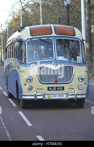 London, UK. 6th Nov, 2016.   A vintage bus making it's way along Constitution Hill during the annual Bonhams London to Brighton Veteran Car Run. 428 Vehicles took part in this year's run which happens on the first Sunday of every November and commemorates the original Emancipation Run of 14 November 1896. Credit:  Michael Preston/Alamy Live News Stock Photo