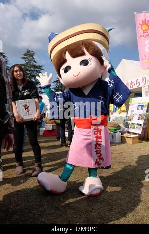 Japanese mascot characters at the Yuru-Kyara Grand Prix on November 6, 2016, in Matsuyama, Japan. Cuddly cute mascots are very popular in Japan and both companies and local authorities use them to promote their products and region. The Yuru-Kyara Grand Prix is an annual event, first held in 2010, that brings together over 1000 mascots from all over the country. Visitors to the event are able to vote for their favourite character and each year a winner is chosen. © Rod Walters/AFLO/Alamy Live News Stock Photo