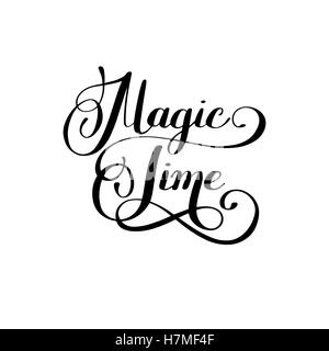 magic time black and white hand lettering inscription Stock Vector