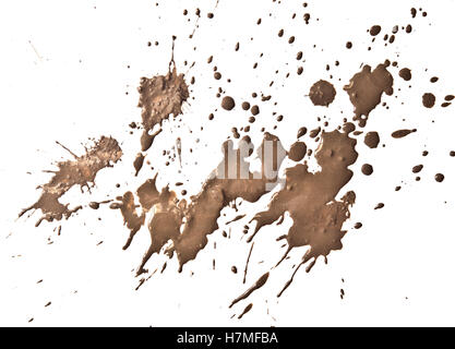 wet mud splatter on white Stock Photo