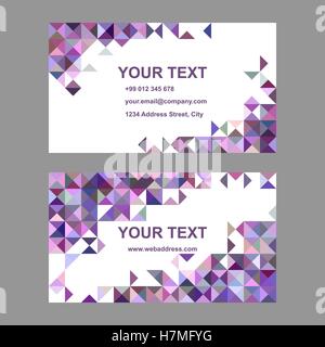 Purple riangle mosaic business card template Stock Vector