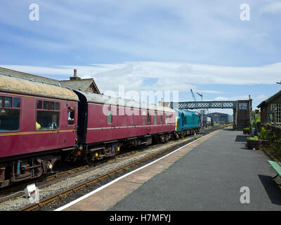 Diesel passenger train Embassy & Bolton Abbey Steam Railway, near Skipton North Yorkshire UK Stock Photo