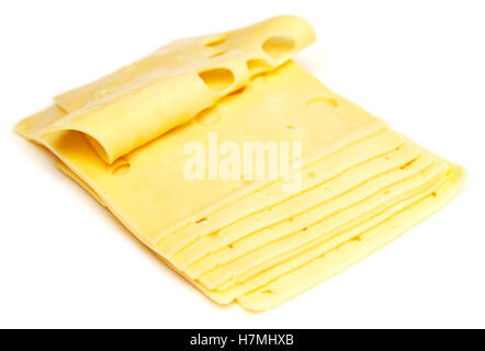 sliced cheese isolated on white background Stock Photo