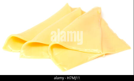 sliced cheese isolated on white background Stock Photo