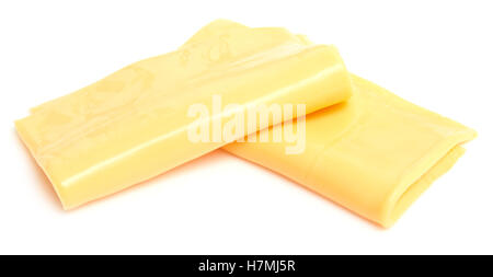 two slices of cheese isolated on white background Stock Photo