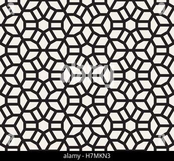 Vector Seamless Black and White Lines Grid Pattern Stock Vector