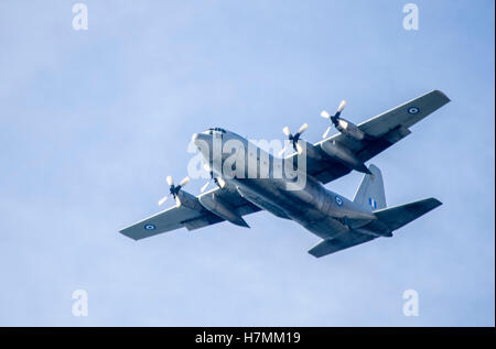 Pireus, Greece. 06th Nov, 2016. A HAF C-130H ariplane passes overhead. Hellenic Air Force Airshow in Flisvos. Hellenic Airforce Celebrates its Patron Saint with an airshow in the Flisvos Region of Pireus. Credit:  George Panagakis/Pacific Press/Alamy Live News Stock Photo