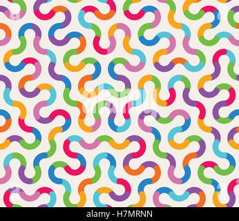 Vector Seamless Multicolor Tangled Rounded Stripes Geometric Pattern Abstract Background Stock Vector
