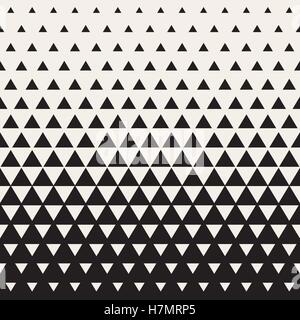 Vector Seamless White to Black Color Transition Triangle Halftone Gradient Pattern. Abstract Geometric Background Design Stock Vector