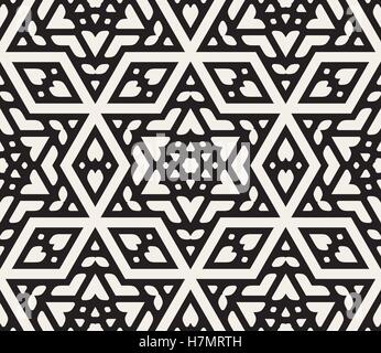 Vector Seamless Black And White Hexagonal Star Islamic Ornamental Pattern Abstract Background Stock Vector