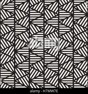 Vector Seamless Black And White Geometric Triangle Stripes Pattern Stock Vector