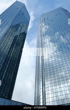 The twin towers of Deutsche bank Frankfurt Stock Photo