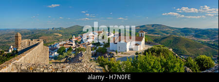 Portugal, Marvao, medieval walled town viewed from the castle Stock Photo