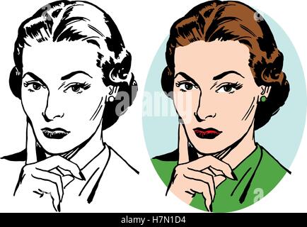 Portrait of a skeptical woman Stock Vector