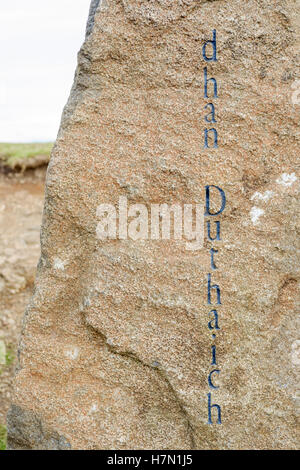 Inscription on a rock, Quiraing, Isle of Skye, Trotternish, Scotland Stock Photo