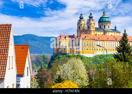 Melk with famous Benedictine Abbey in Austria Stock Photo