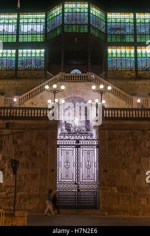 The glass gallery and entrance to The Casa Lis, museum of Art Nouveau and Art Déco, Salamanca, Spain. Stock Photo