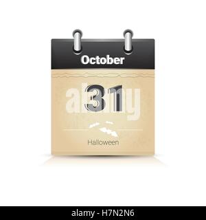 Calendar Data Page Halloween 31 October Flat Vector Illustration Stock Vector
