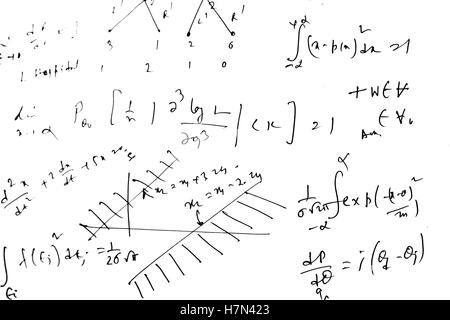 Mathematical formulas against white background Stock Photo