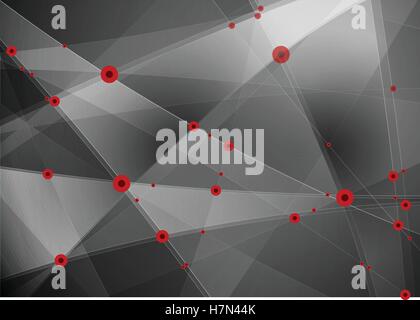 Abstract low poly tech communication background. Vector dark technology background Stock Vector