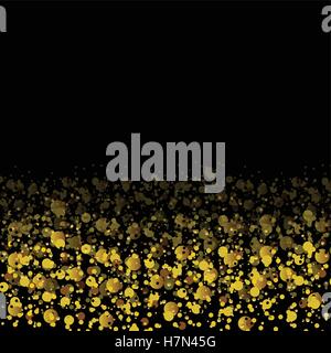 Golden glitter shiny particles abstract background. Magic sparkle dark vector design with place for text. Web flyer template gol Stock Vector