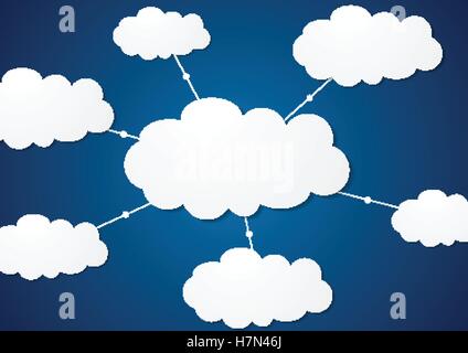 Clouds server communication tech abstract design. Blue concept network vector background Stock Vector
