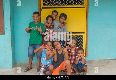 Majuro Marshall Islands children portrait outside of school with smiles Stock Photo