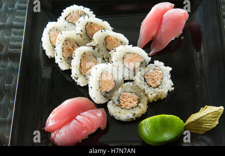 Pohnpei Micronesia beautiful sushi colorful fish food spiced crab in restaurant Stock Photo
