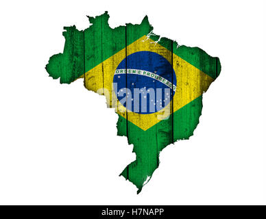 Map of Brazil on weathered wood Stock Photo - Alamy