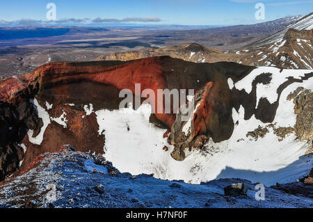 View from the Red Crater in the winter Tongariro Alpine Crossing, New Zealand Stock Photo