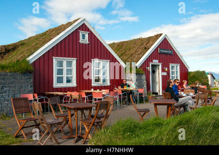 Restaurant and bar , Vesturland Region, Snaefellsnes Peninsula, Arnarstapi Stock Photo
