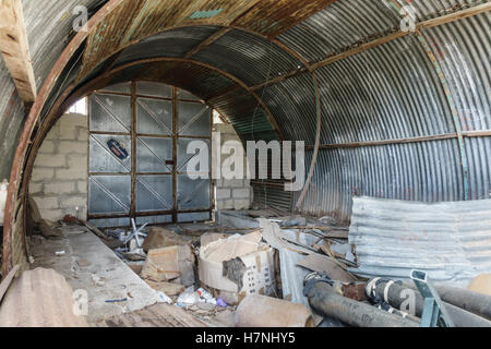 Ta'Qali Crafts Village, semi-derelict former RAF WWII Nissen huts mostly used for crafts and artisan businesses, near Mdina in M Stock Photo