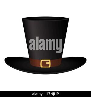 Black hat with a gold buckle on  white background Stock Vector