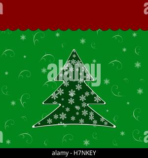 Happy New Year card with Christmas tree over green background Stock Vector